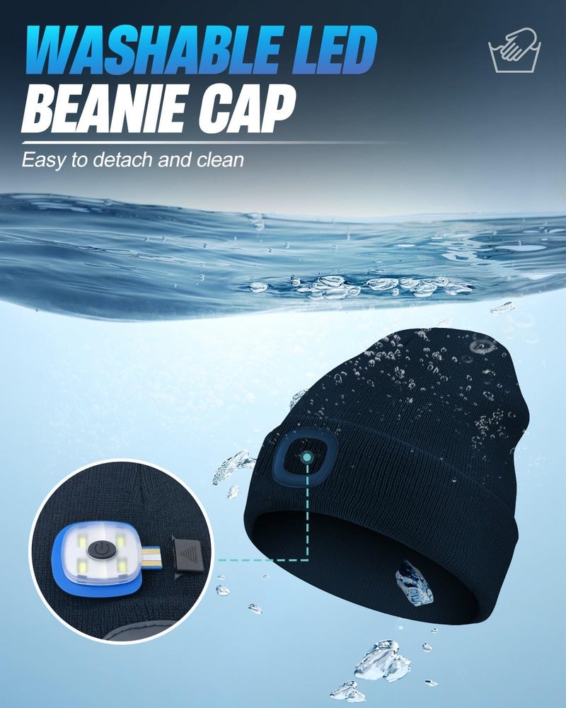 MOXTOYU Unisex Beanie with Light, USB Rechargeable LED Headlamp Hat, Christmas Stocking Stuffers Gifts - Image 3